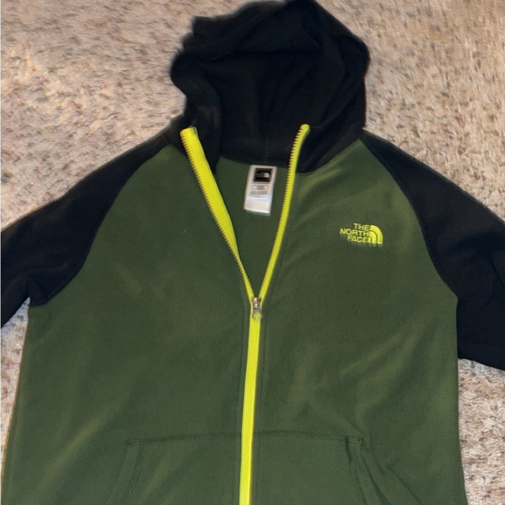 North Face Boys XL / TG (18-20) Black and Green hooded jacket
